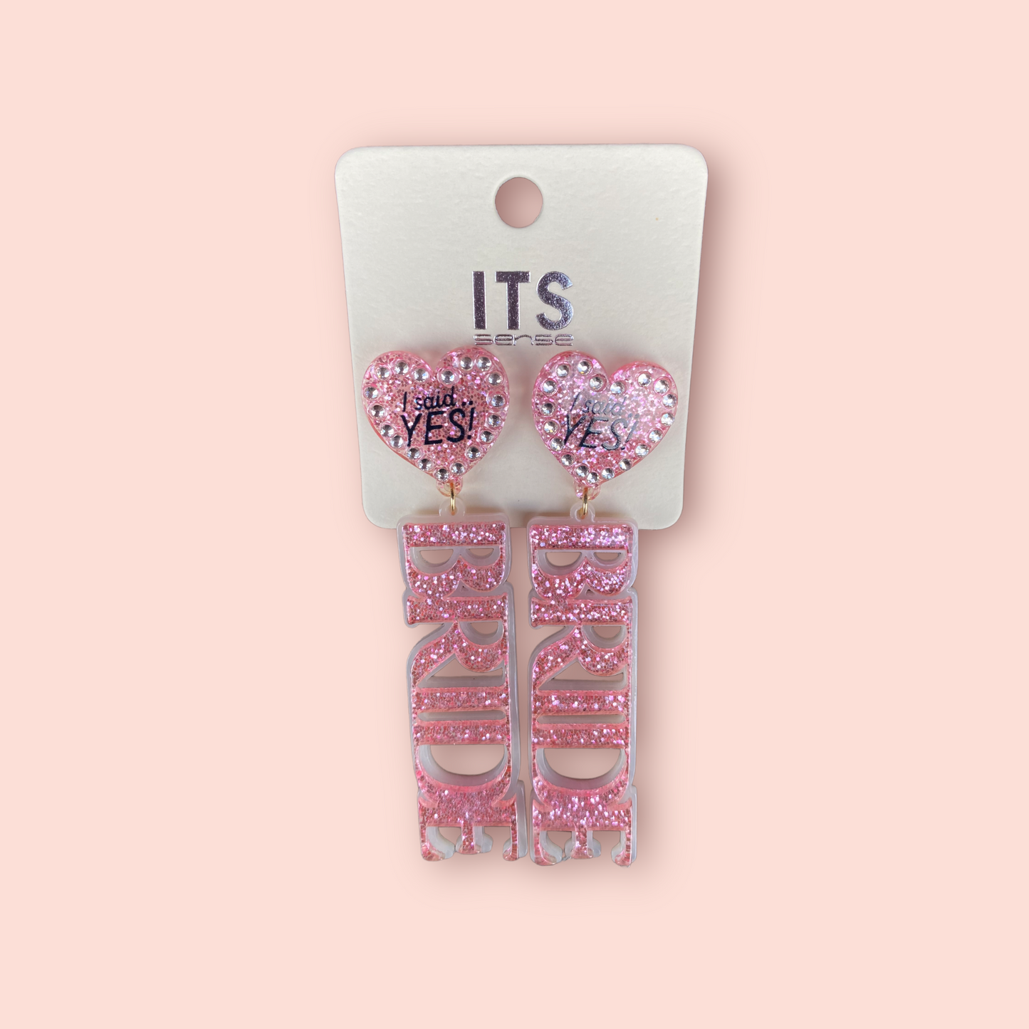 Bride "I Said Yes" Acrylic Glitter Earrings