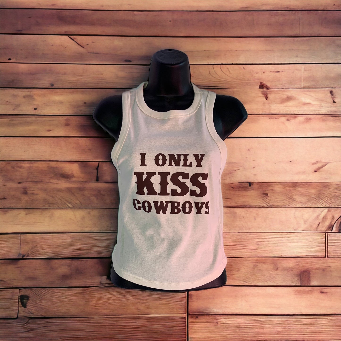 "Kiss Cowboys" Cropped Racer Tank