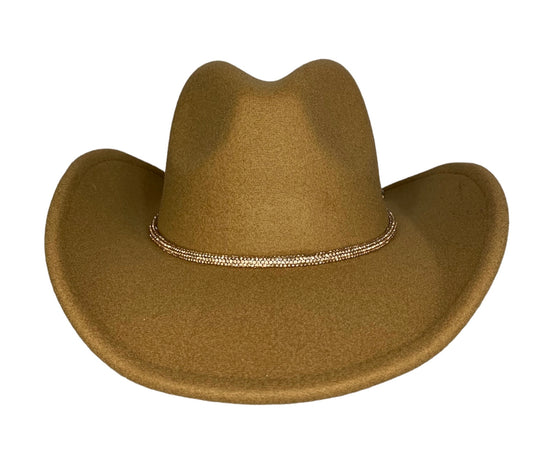 Vegan Felt Rhinestone String Cowboy Hat
