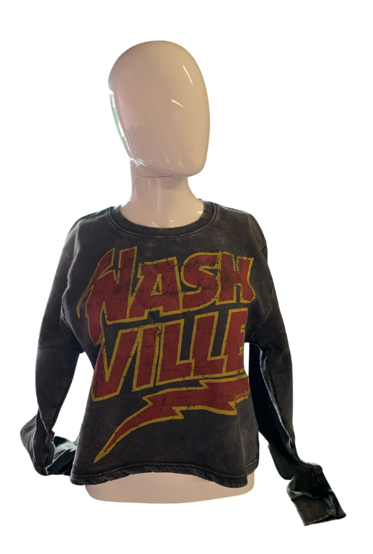 Acid Black Nashville Cropped Sweatshirt