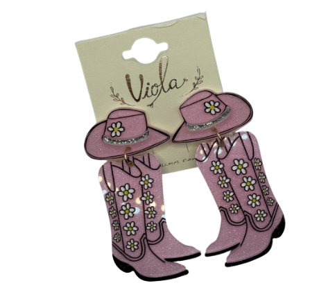 Flower Glitter Boot w/ hat Earring