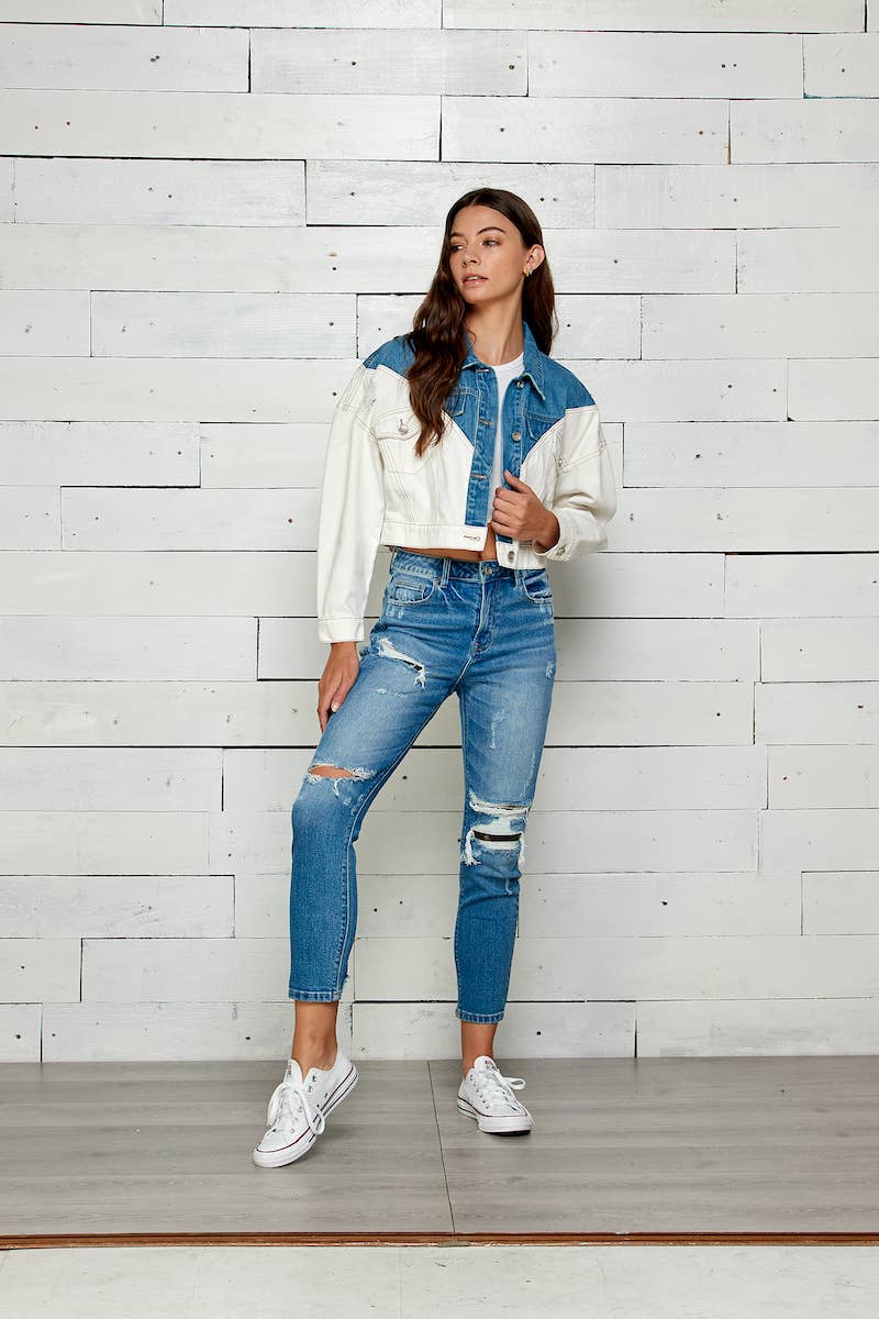 Oversized Two Tone Denim Jacket