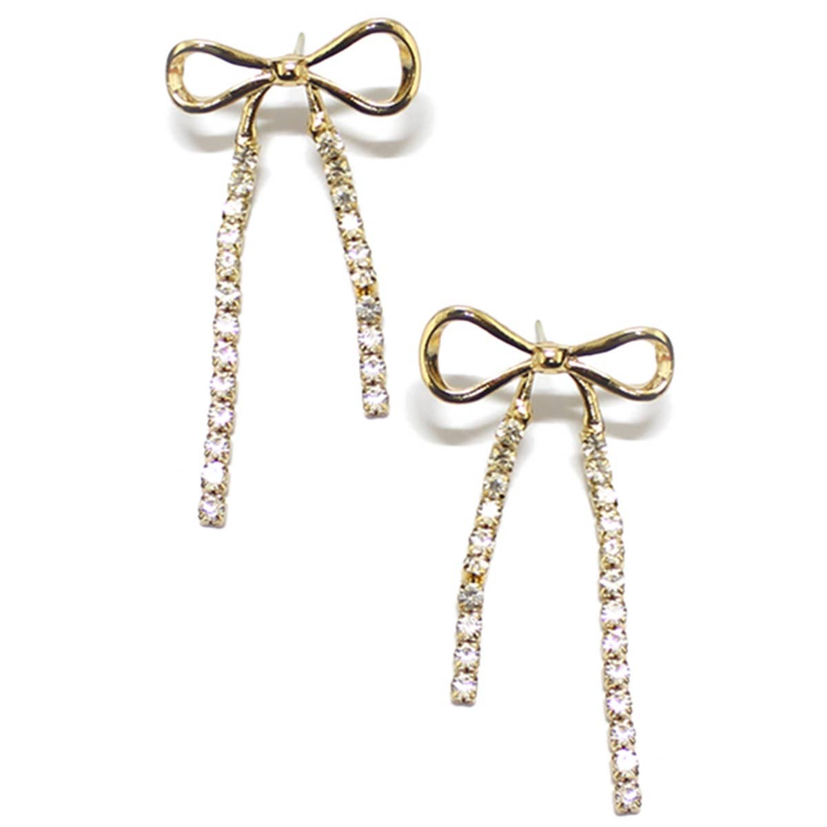 BOW WITH DANGLING PAVE EARRINGS