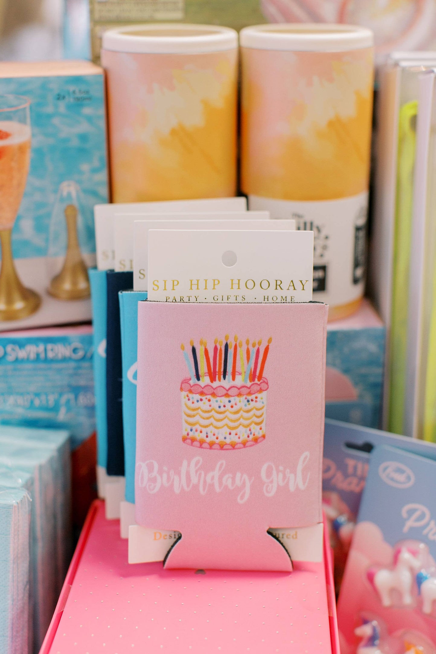 Birthday Girl Watercolor Cake Can Cooler