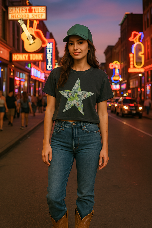 Camo Star Cropped Tee
