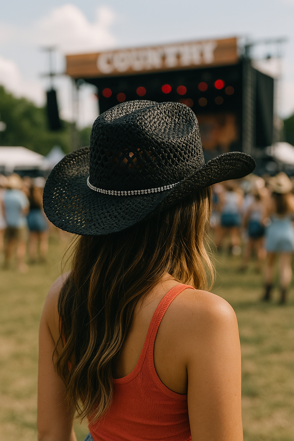 Black Twisted Cowboy Hat with Rhinestone Band