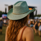 Blue Woven Cowboy Hat with Beaded Band