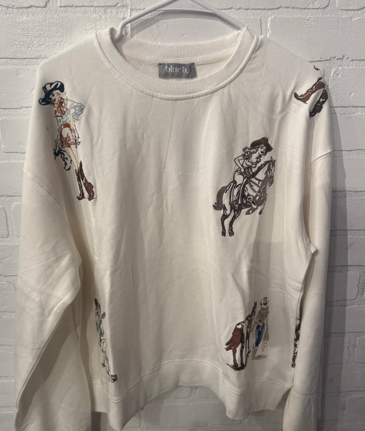 White Western Crew Neck