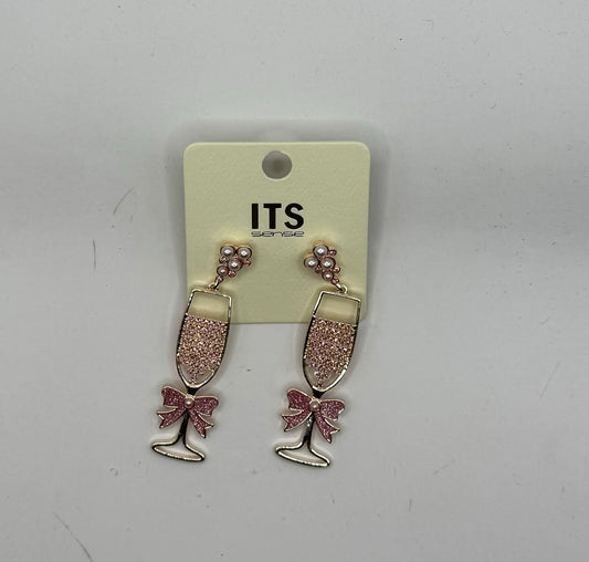 Pink Champagne Bottle Earrings