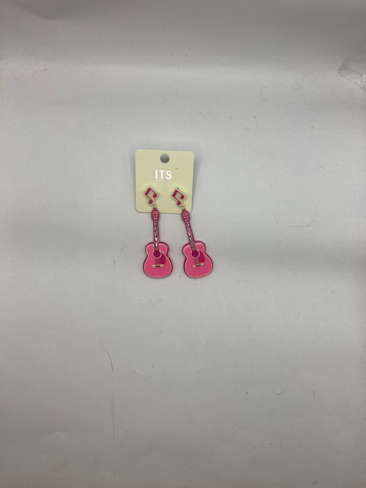 Pink Guitar Earring