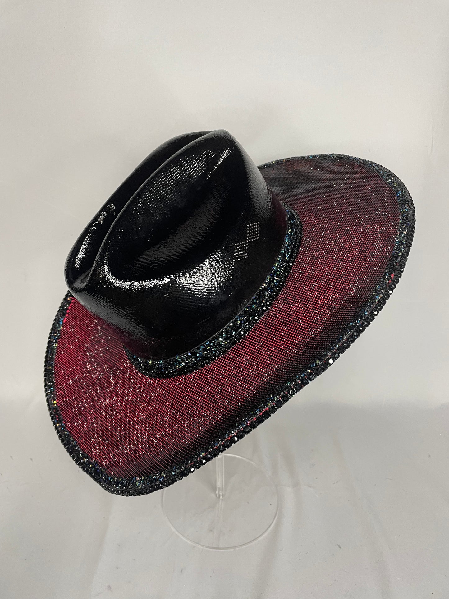 Black and Red Rhinestone Cowgirl Hat