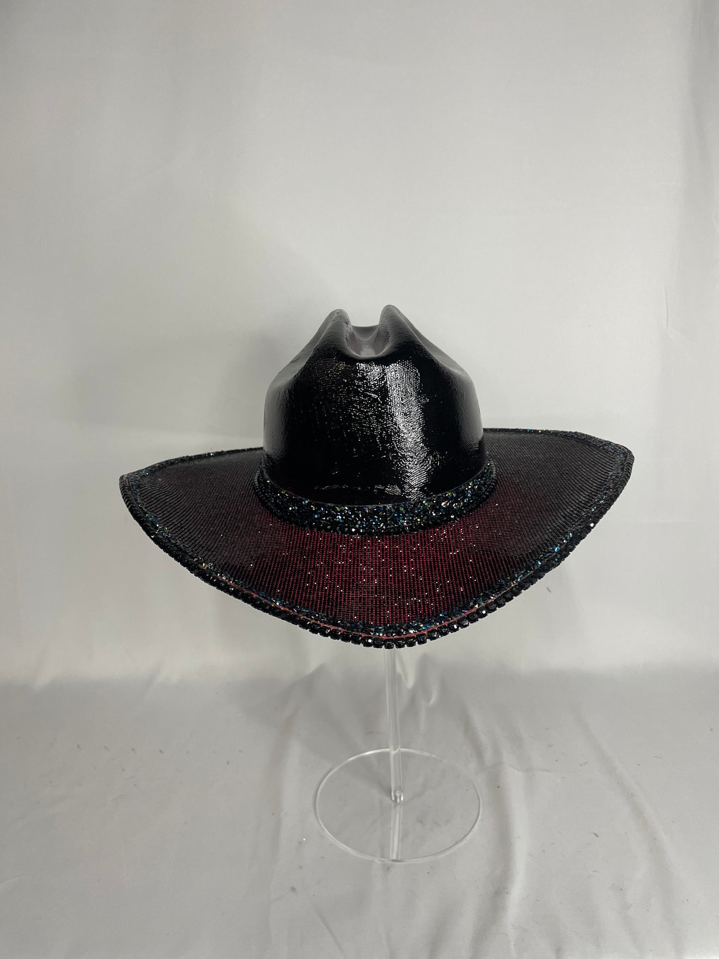 Black and Red Rhinestone Cowgirl Hat