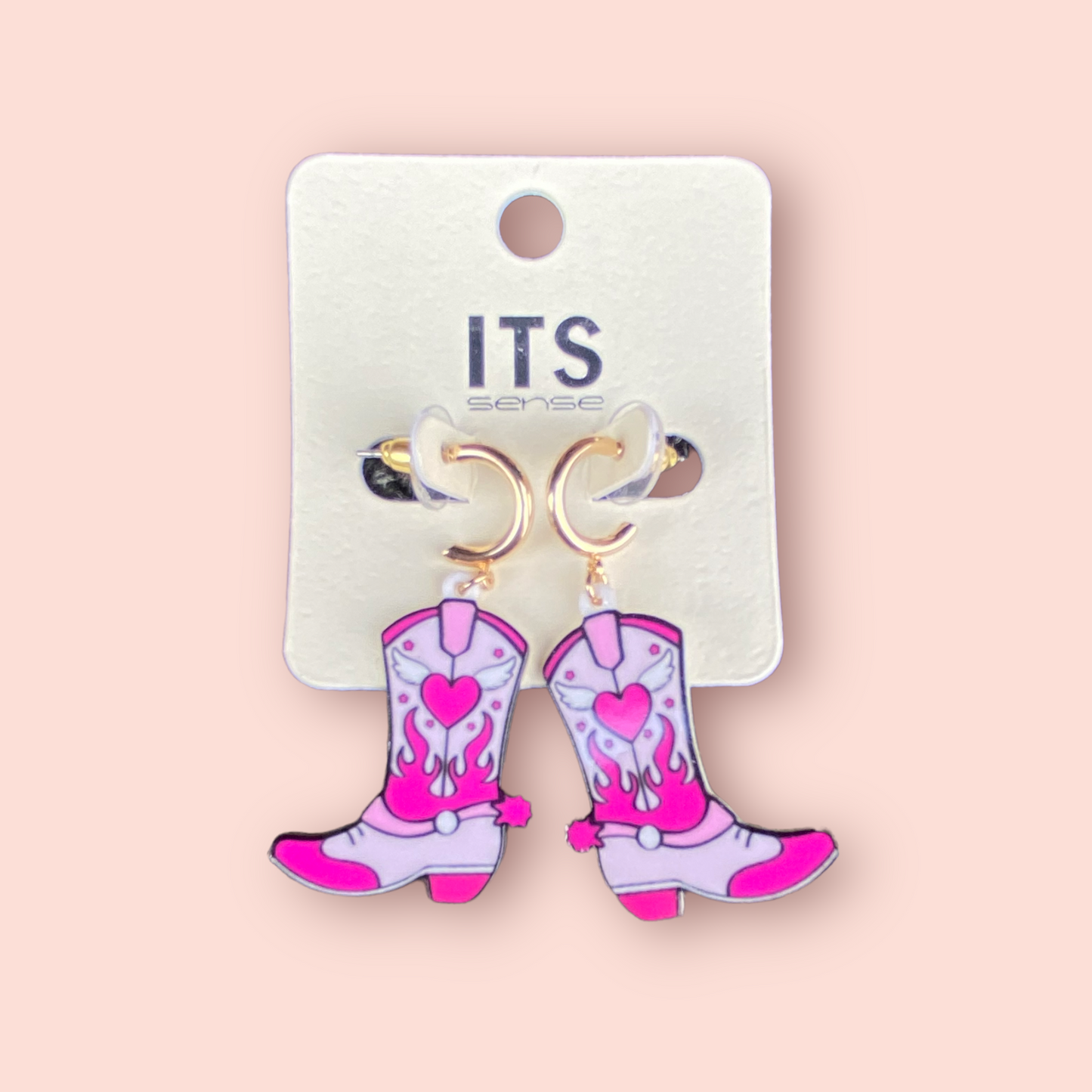 Cowboy Boot with Spurs and Hoop Earrings
