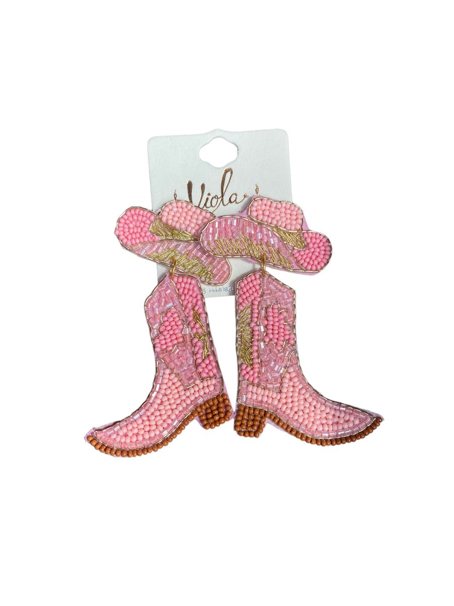 Cowgirl Boot Beaded Earrings