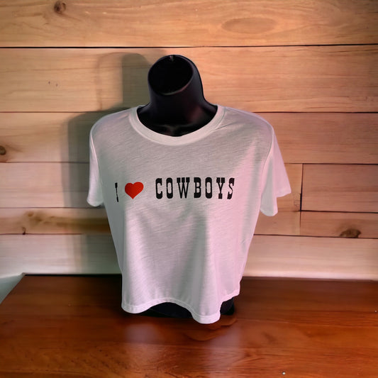 " I love Cowboys" Cropped Tee
