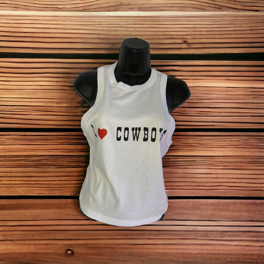 " I love Cowboys" Cropped Racer Tank