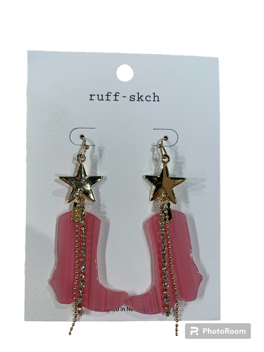 Pink Boot with Star Earring