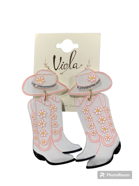 Flower Glitter Boot w/ hat Earring