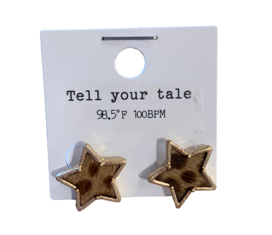 Star Cowprint Stud Earrings