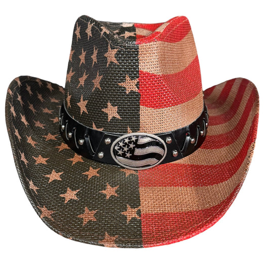 American Flag Buckle Cowboy Hat