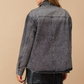 Western Patchwork Charcoal Denim Jacket