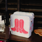 White Beaded and Pink Boot Beaded Bag
