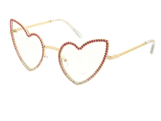 Heart Rhinestone Trim Sunglasses