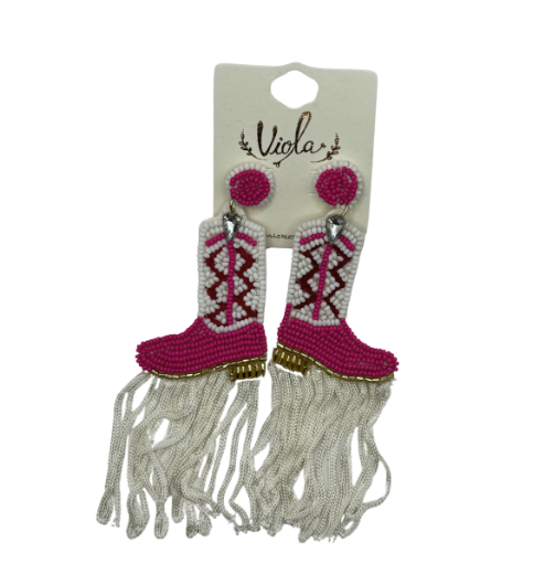 Cowboy Boot with Tassel Earring