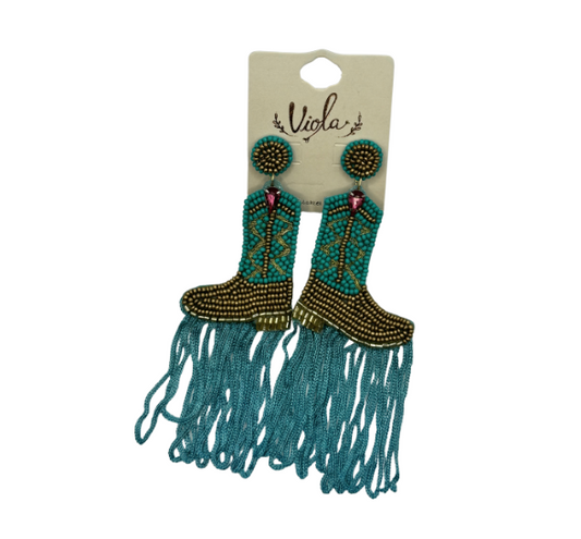 Cowboy Boot with Tassel Earring