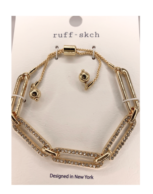 Gold Rhinestone Paperclip Bracelet