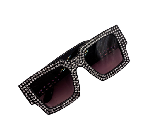 Studded Rhinestone Large Lense Sunglasses