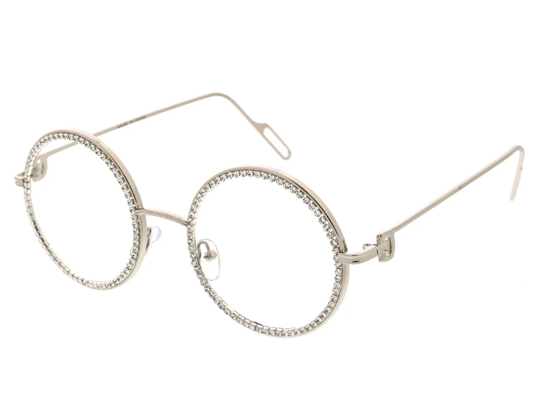 Circle Frame Rhinestone Sunglasses