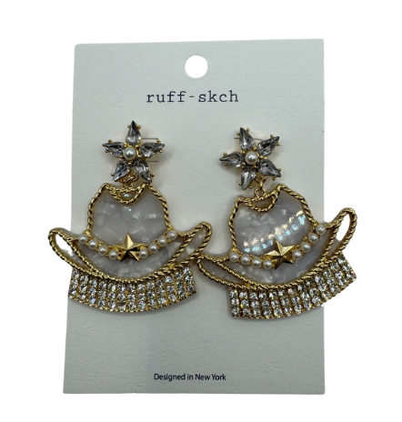 Gold and Pearl Cowboy Hat Earring