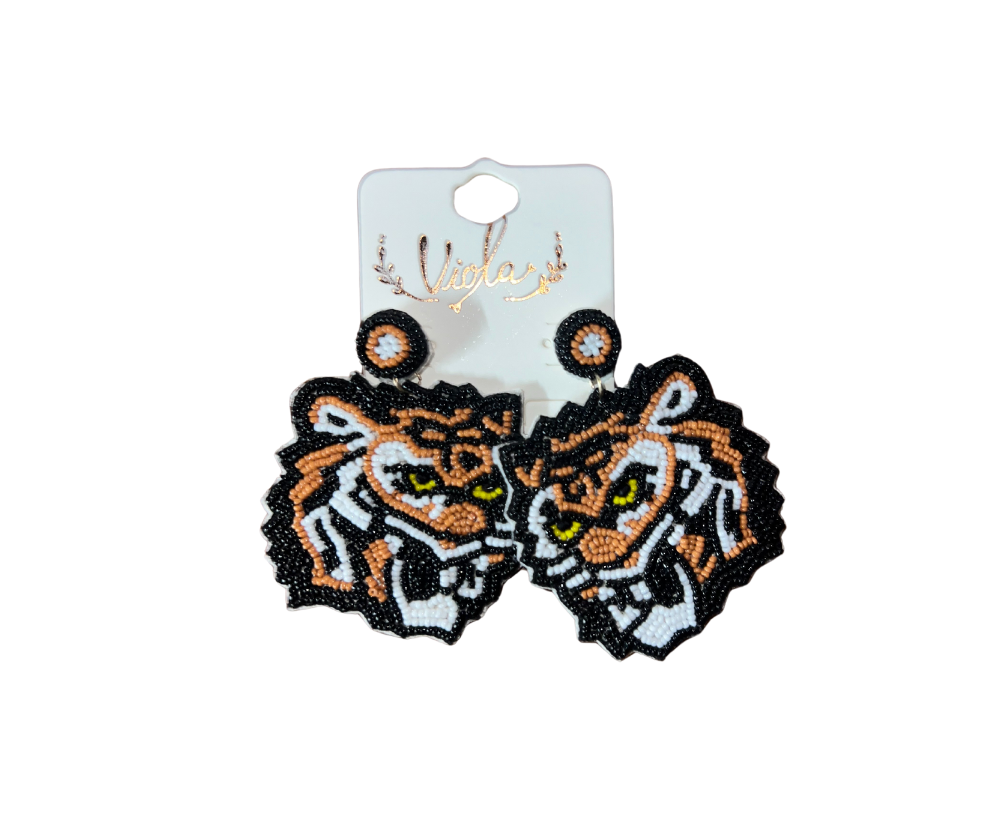 Beaded Tiger Earrings