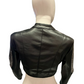 Black Leather Rhinestone Cropped Motorcycle Jacket