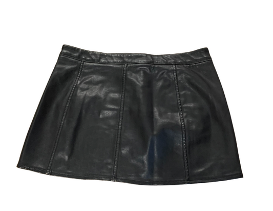 Black Leather Moto Skirt