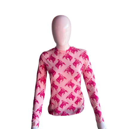 pink long sleeve bronco mesh shirt