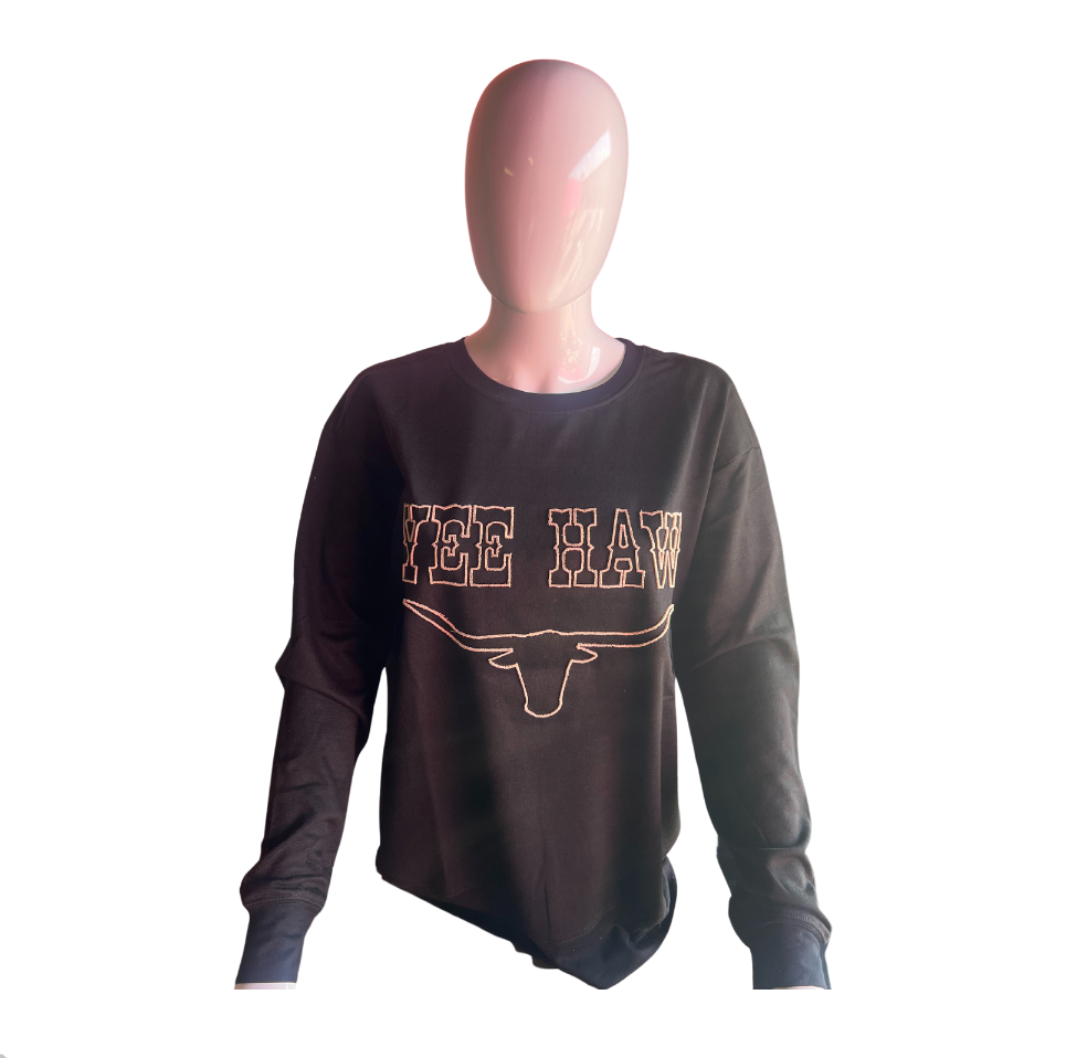 Yeehaw Longhorn long sleeve tee