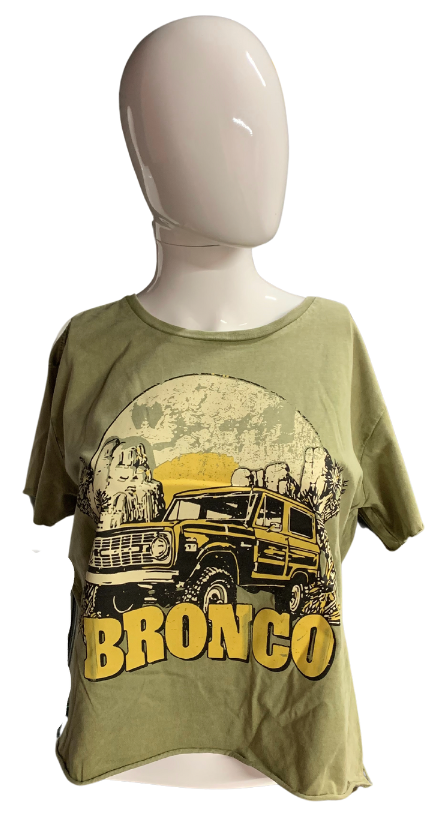 Olive Bronco Cropped Shirt