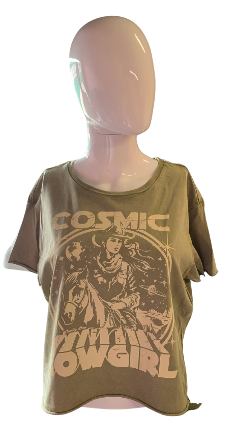 Green Cosmic Cowgirl Cropped Shirt