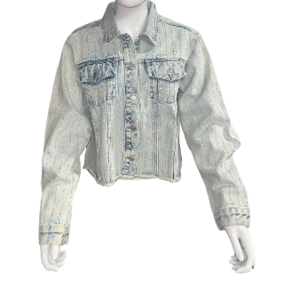 Rhinestone Studs Stripe Denim jacket