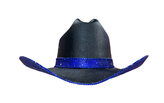 Blue and Black Rhinestone Cowgirl Hat