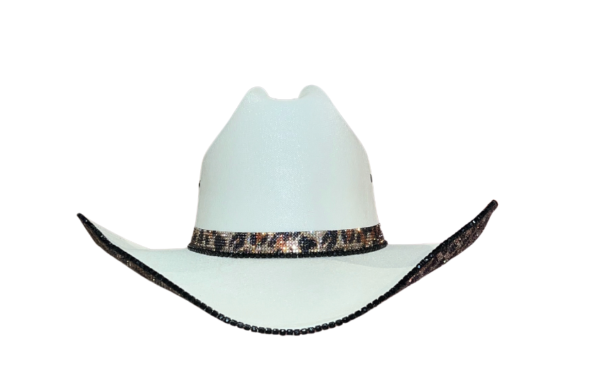 Funky Leopard Rhinestone cowgirl hat