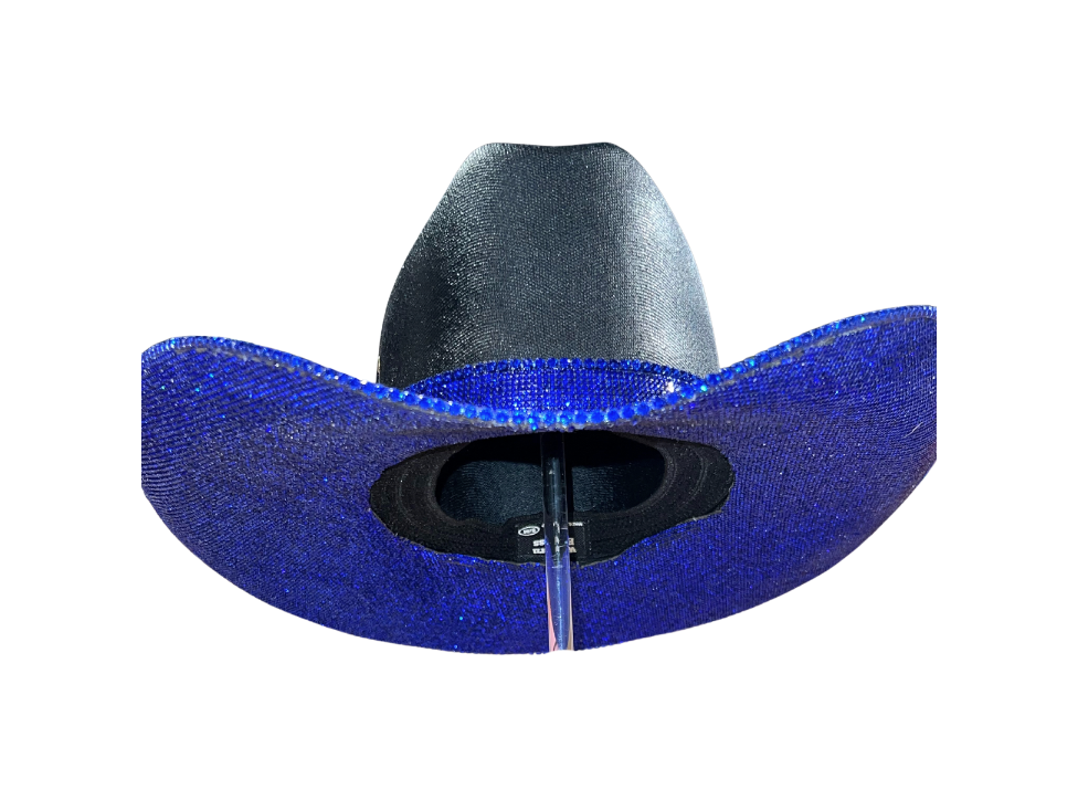 Blue and Black Rhinestone Cowgirl Hat