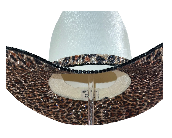 Funky Leopard Rhinestone cowgirl hat