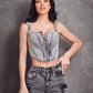 Acid Black Wash Corset Top