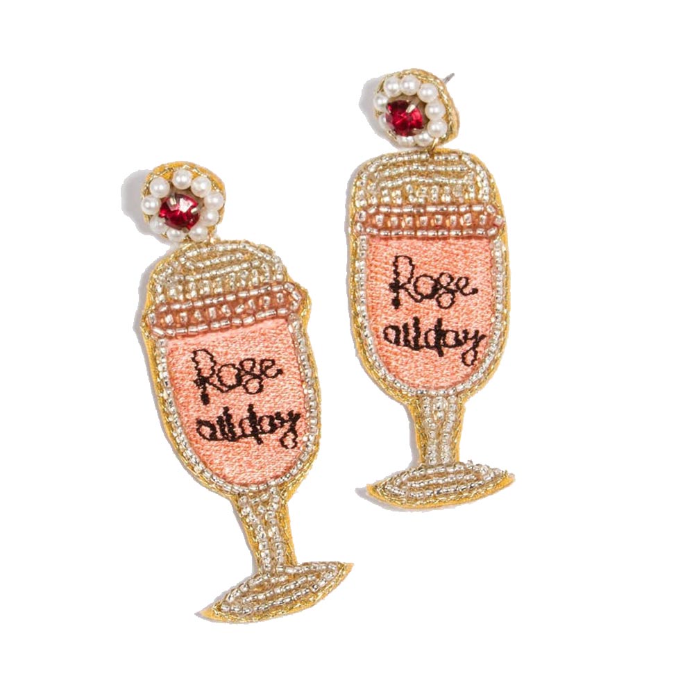 Bachelorette Party Supplies | Beaded Rose Dangle Earrings