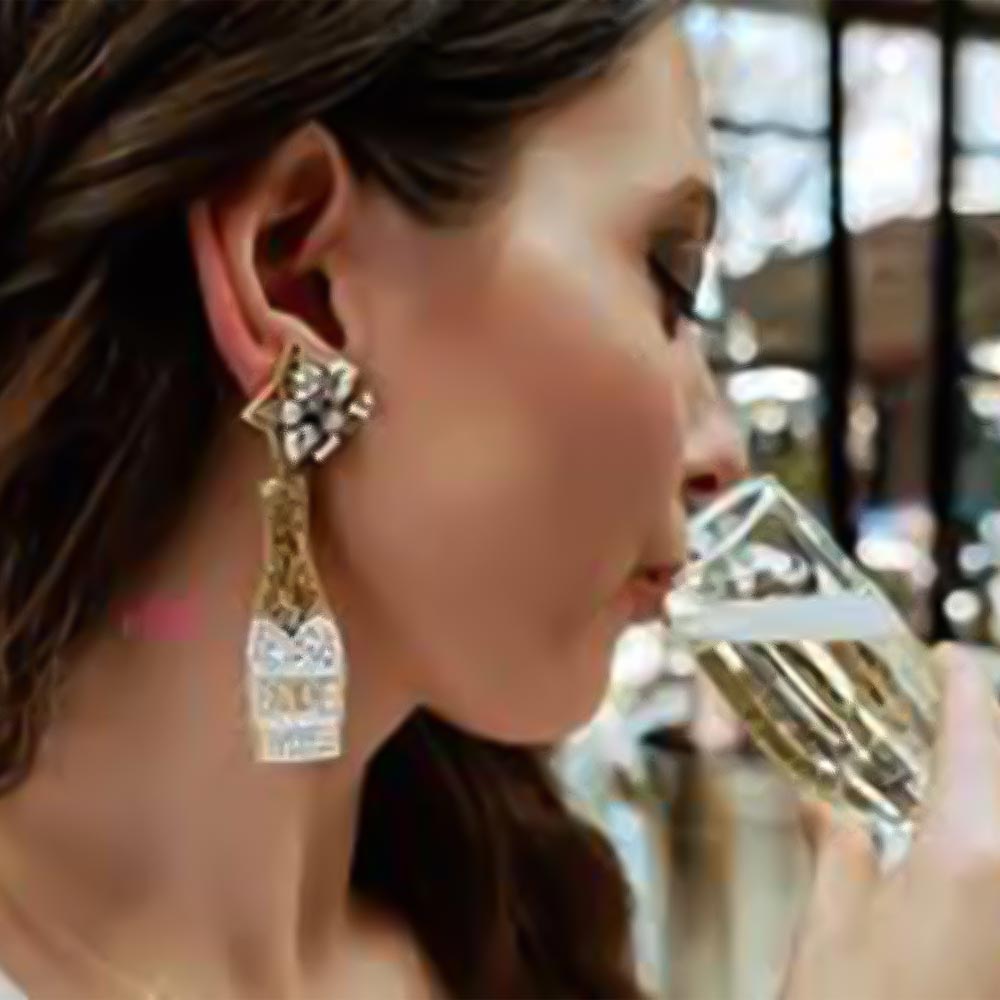 Bachelorette Party Supplies | Bride Champagne Earrings Model