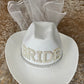 White Bride with Veil Cowgirl Hat