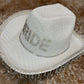 White BRIDE Rhinestone Tassel Cowboy Hat